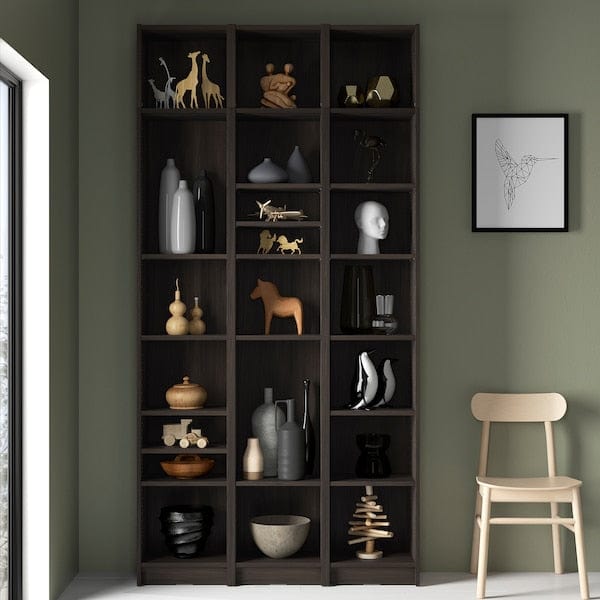Ikea BILLY - Bookcase/elem supplement combination, dark brown oak effect,120x28x237 cm