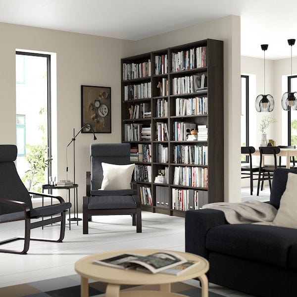 Ikea BILLY - Bookcase/elem supplement combination, dark brown oak effect,200x28x237 cm