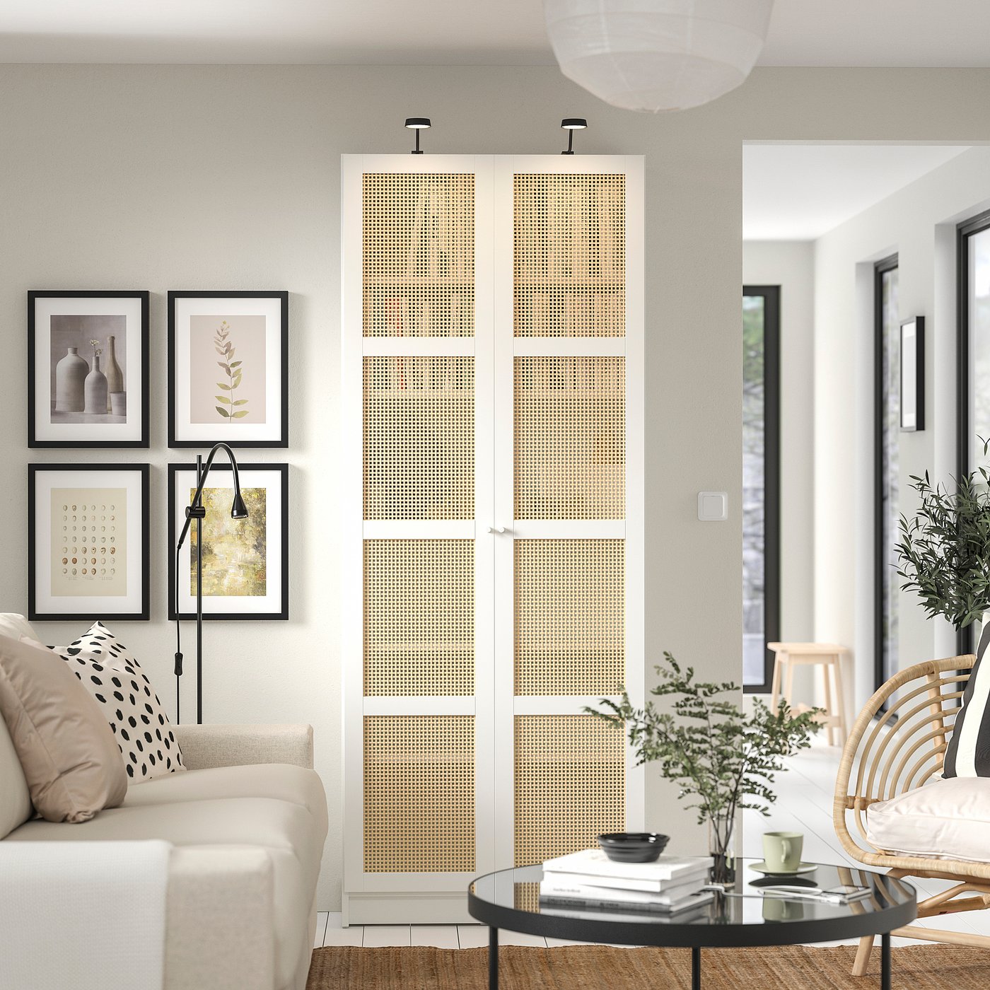 BILLY / HÖGADAL bookcase with doors, white, 80x30x202 cm