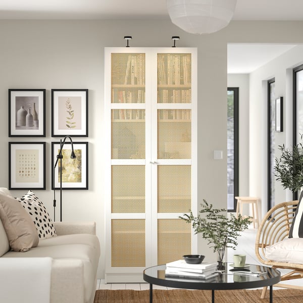 BILLY / HÖGADAL bookcase with doors, white, 80x30x202 cm
