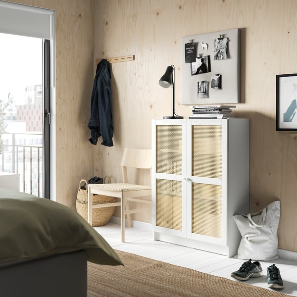 BILLY / HÖGADAL - Bookcase with doors, white, 80x30x106 cm