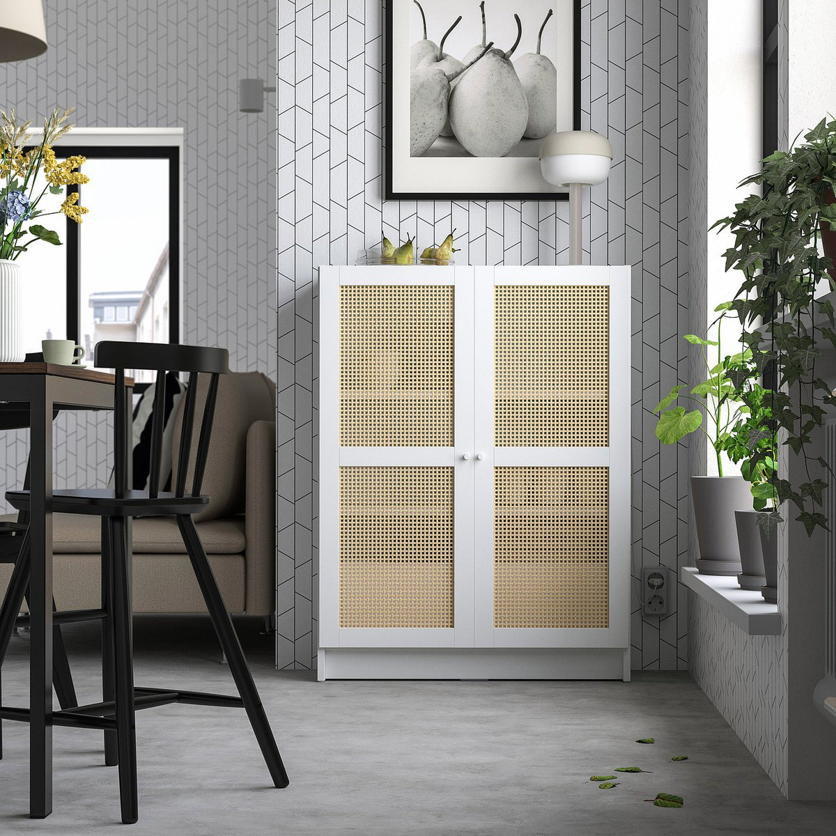 BILLY / HÖGADAL bookcase with doors, white, 80x30x106 cm