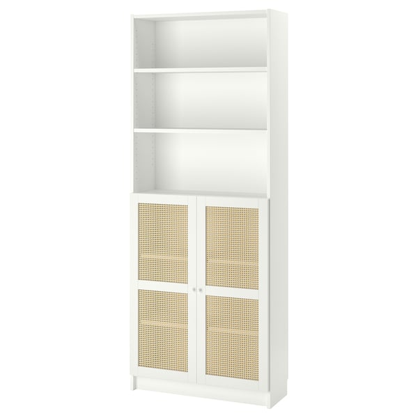 BILLY / HÖGADAL bookcase with doors, white, 80x30x202 cm
