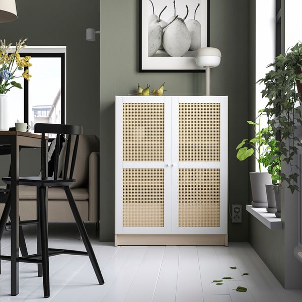 BILLY / HÖGADAL bookcase with doors, birch effect, 80x30x106 cm