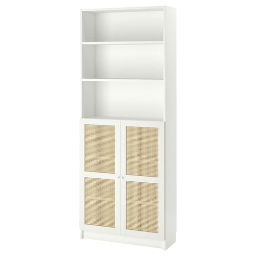 BILLY / HÖGADAL bookcase with doors, white, 80x30x202 cm