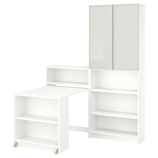 BILLY / HÖGBO - BILLY / HÖGBO Bookcase comb w foldable table, white, 160x202 cm