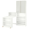 BILLY / HÖGBO bookcase comb w foldable table, white, 160x202 cm