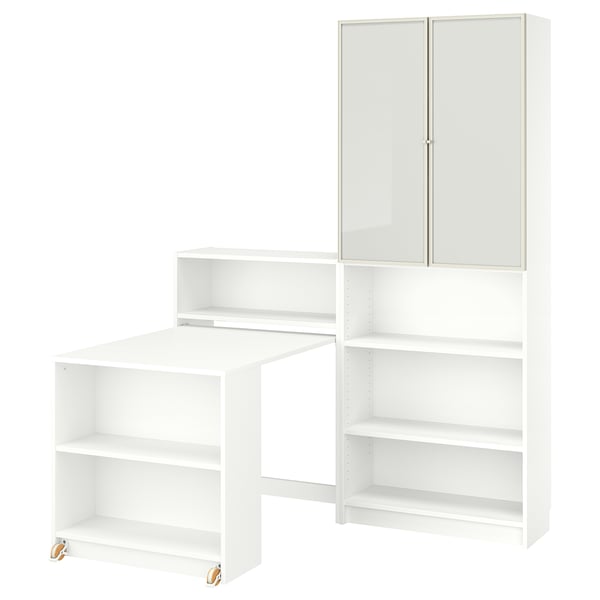 BILLY / HÖGBO - BILLY / HÖGBO Bookcase comb w foldable table, white, 160x202 cm