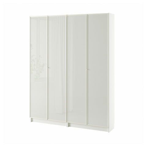 BILLY / HÖGBO bookcase combination w glass doors, white, 160x202 cm