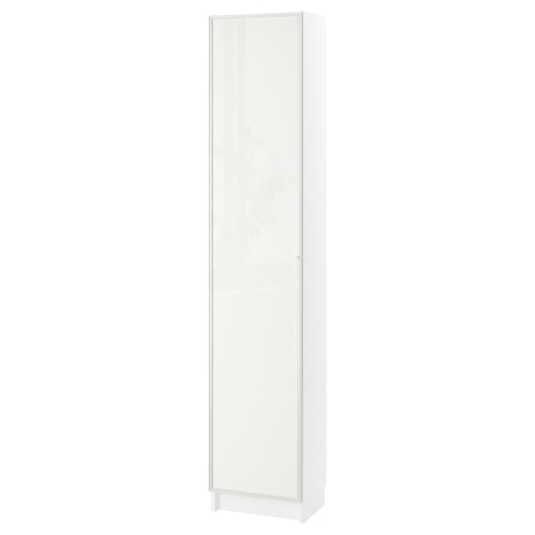 BILLY / HÖGBO bookcase combination w glass doors, white, 40x30x202 cm