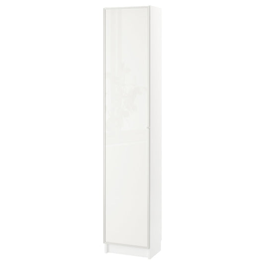 BILLY / HÖGBO bookcase combination w glass doors, white, 40x30x202 cm