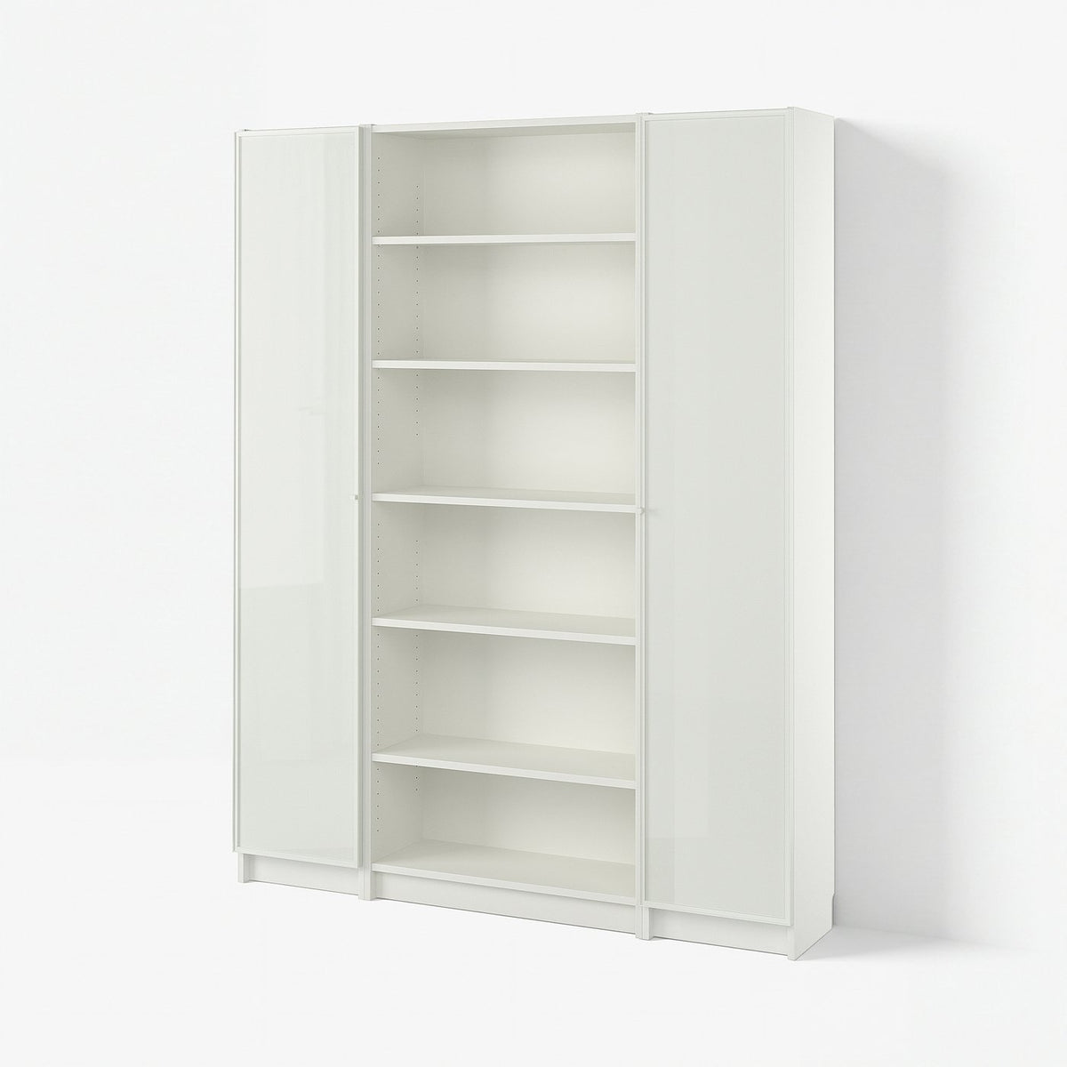 BILLY / HÖGBO bookcase combination w glass doors, white, 160x202 cm