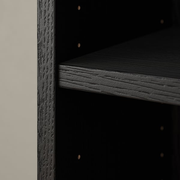 BILLY / HÖGBO bookcase combination w glass doors, black oak effect, 160x202 cm