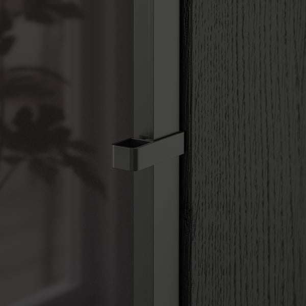 BILLY / HÖGBO - Bookcase / glass door combination, black oak effect,160x202 cm