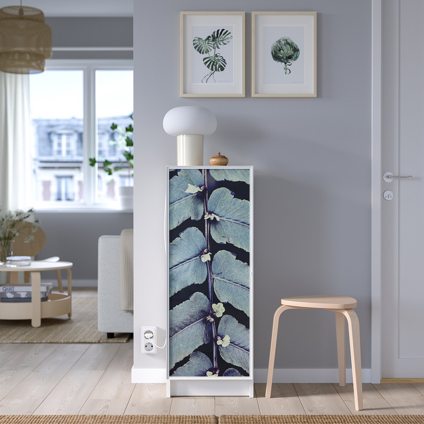 BILLY / HÖGBO bookcase with glass door, white, 40x30x106 cm