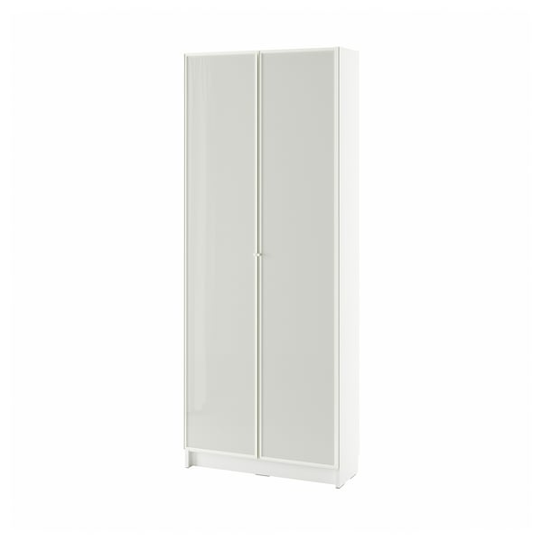 BILLY / HÖGBO bookcase with glass doors, white, 80x30x202 cm