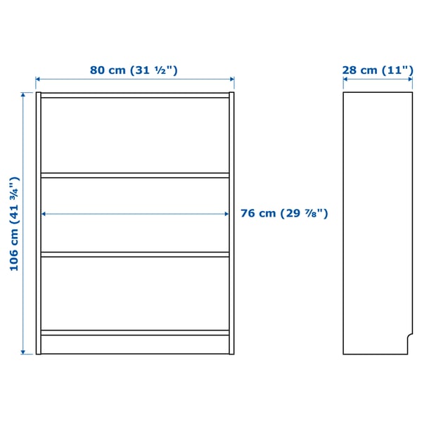 BILLY bookcase, white, 80x28x106 cm