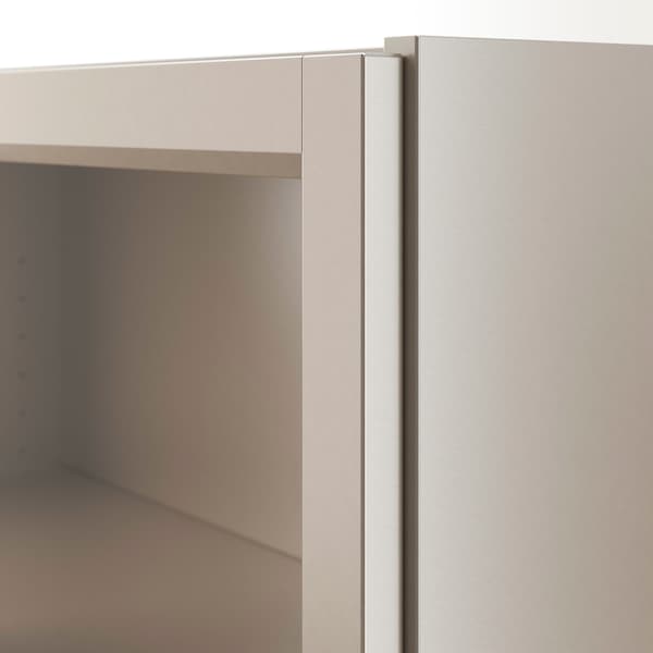 BILLY - Bookcase with glass-doors, grey/metallic effect, 80x30x202 cm