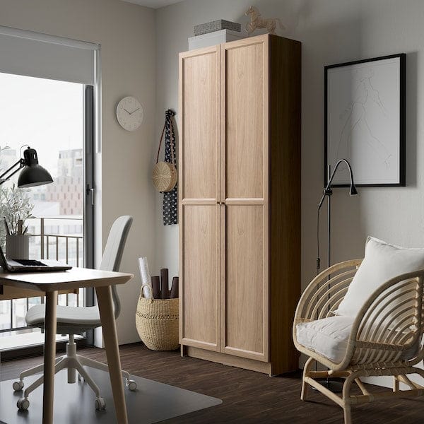 Ikea BILLY - Bookcase with doors, oak effect, 80x30x202 cm