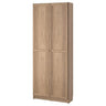 BILLY / OXBERG bookcase with doors, oak effect, 80x30x202 cm