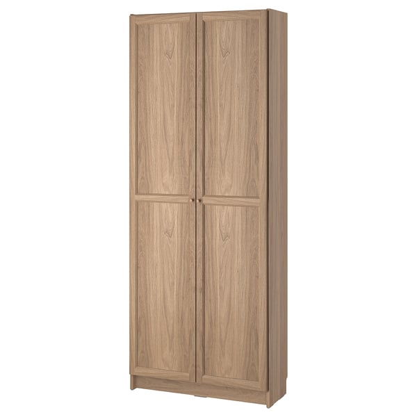 BILLY - BILLY Bookcase with doors, oak effect, 80x30x202 cm