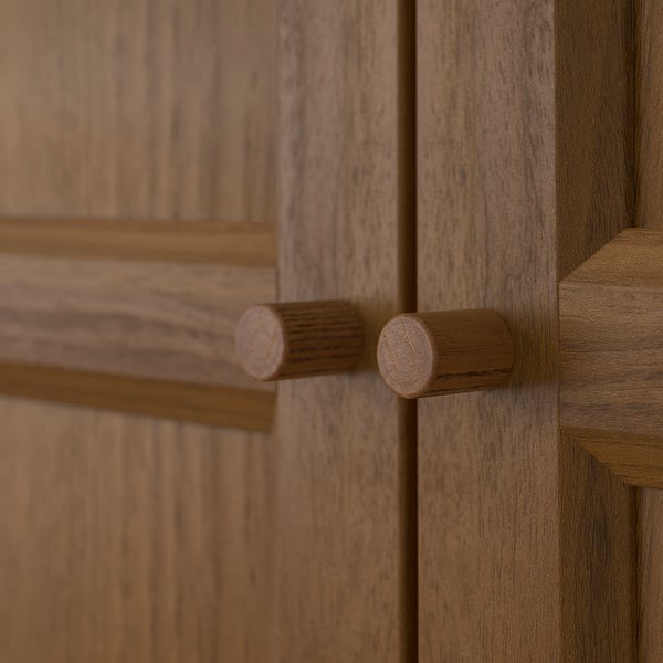 BILLY / OXBERG bookcase with doors, brown walnut effect, 80x30x202 cm