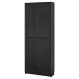 BILLY / OXBERG bookcase with doors, black oak effect, 80x30x202 cm