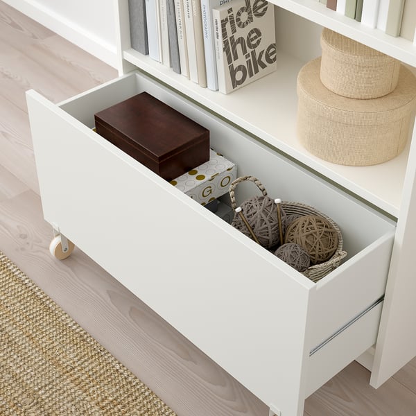 BILLY bookcase with drawer, white, 80x30x106 cm