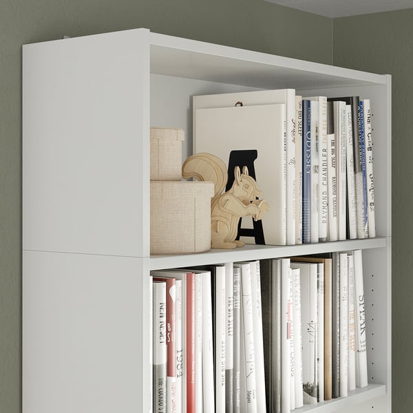 BILLY bookcase with height extension unit, white, 80x39x237 cm