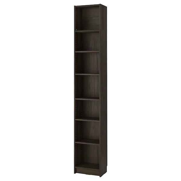 Ikea BILLY - Bookcase with top element, dark brown oak effect,40x28x237 cm