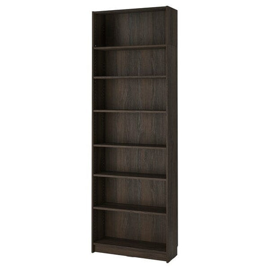 BILLY - Bookcase with top element, dark brown oak effect,80x28x237 cm