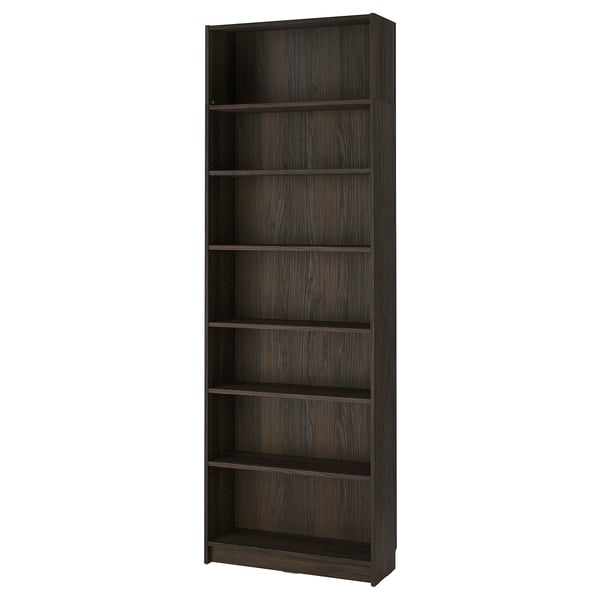BILLY bookcase with height extension unit, dark brown oak effect, 80x28x237 cm