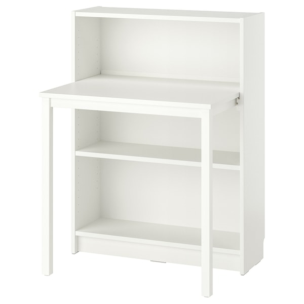 BILLY - Bookcase with desk, white, 80x106 cm