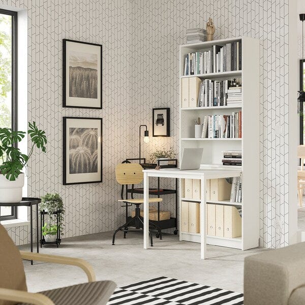 Ikea BILLY - Bookcase with desk, white, 80x202 cm