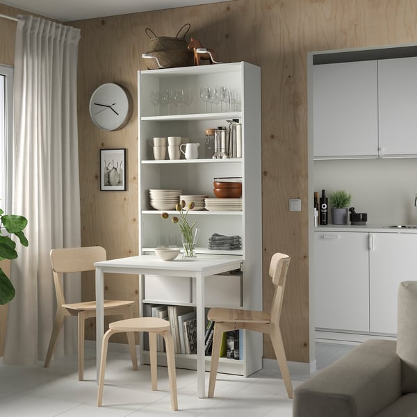 BILLY - BILLY Bookcase with desk, white, 80x202 cm