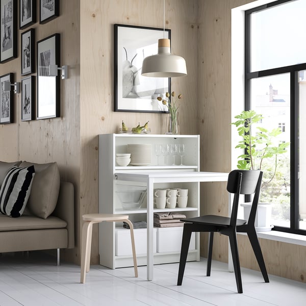 BILLY - BILLY Bookcase with desk, white, 80x106 cm