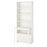BILLY bookcase with desk and drawer, white, 80x202 cm