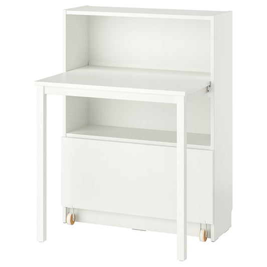 BILLY - Bookcase with desk and drawer, white, 80x106 cm