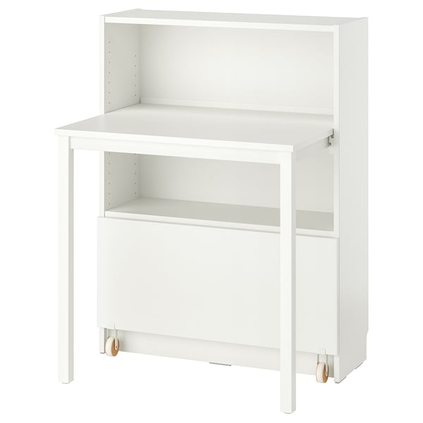 BILLY bookcase with desk and drawer, white, 80x106 cm
