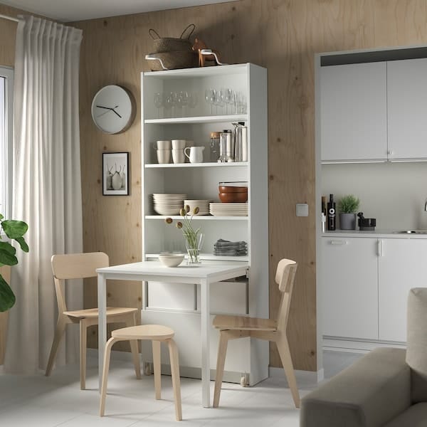 Ikea BILLY - Bookcase with desk and drawer, white, 80x202 cm