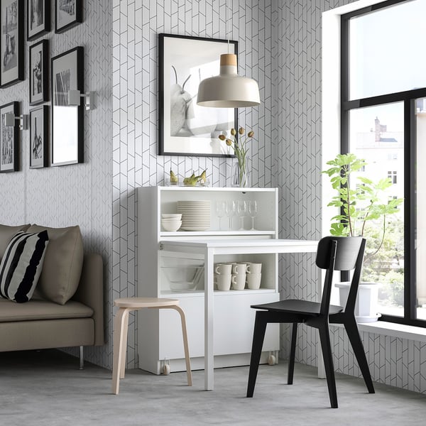 BILLY bookcase with desk and drawer, white, 80x106 cm