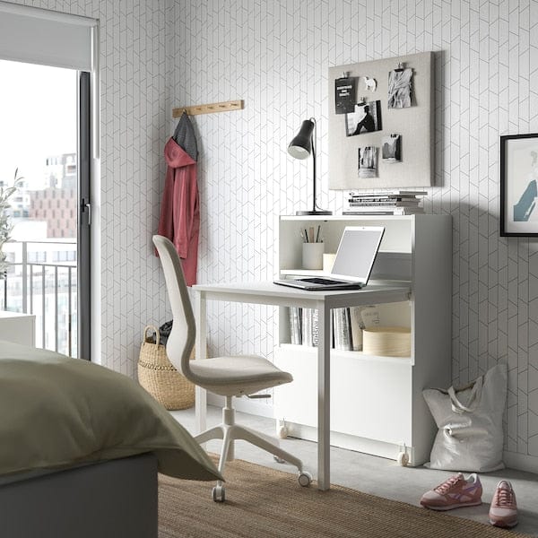 Ikea BILLY - Bookcase with desk and drawer, white, 80x106 cm