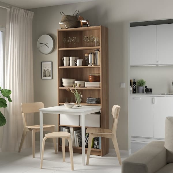 Ikea BILLY - Bookcase with desk, oak effect/white, 80x202 cm