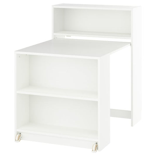 BILLY - Bookcase with folding table, white,80x33/112x106 cm