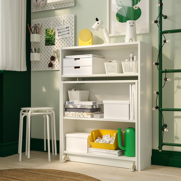 BILLY bookcase with foldable table, white, 80x33/112x106 cm