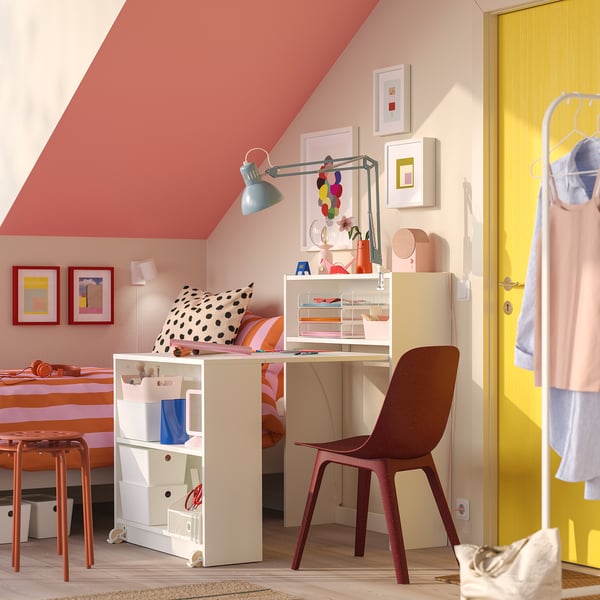 BILLY bookcase with foldable table, white, 80x33/112x106 cm