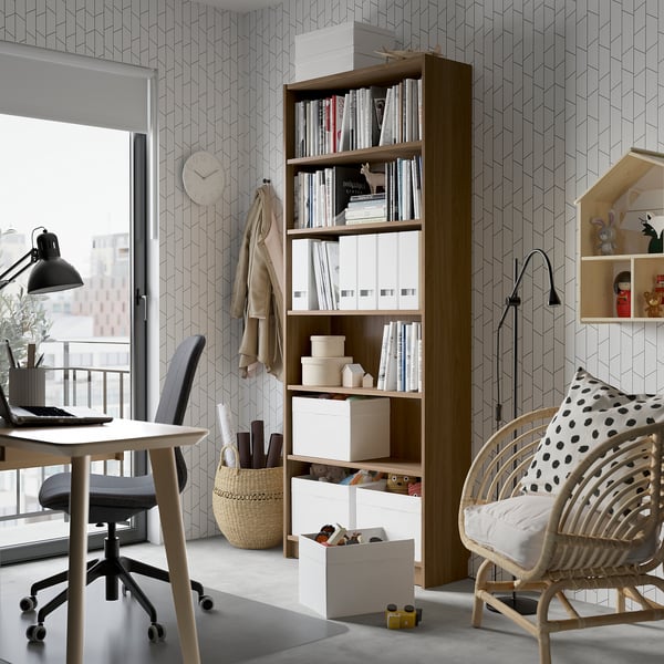 BILLY bookcase, oak effect, 80x28x202 cm