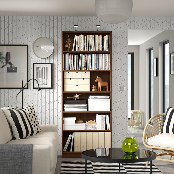 BILLY bookcase, brown walnut effect, 80x28x202 cm