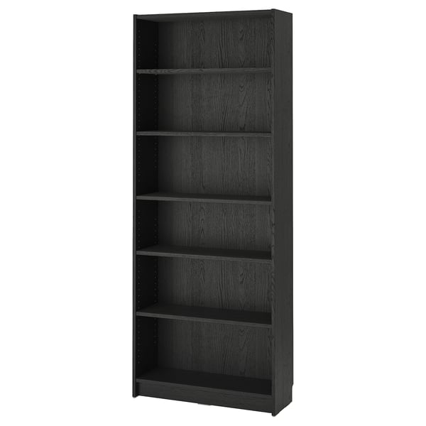 BILLY bookcase, black oak effect, 80x28x202 cm
