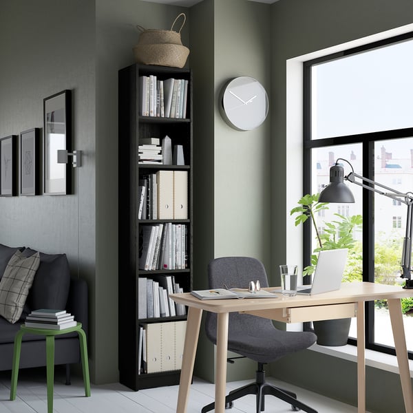 BILLY bookcase, black oak effect, 40x28x202 cm